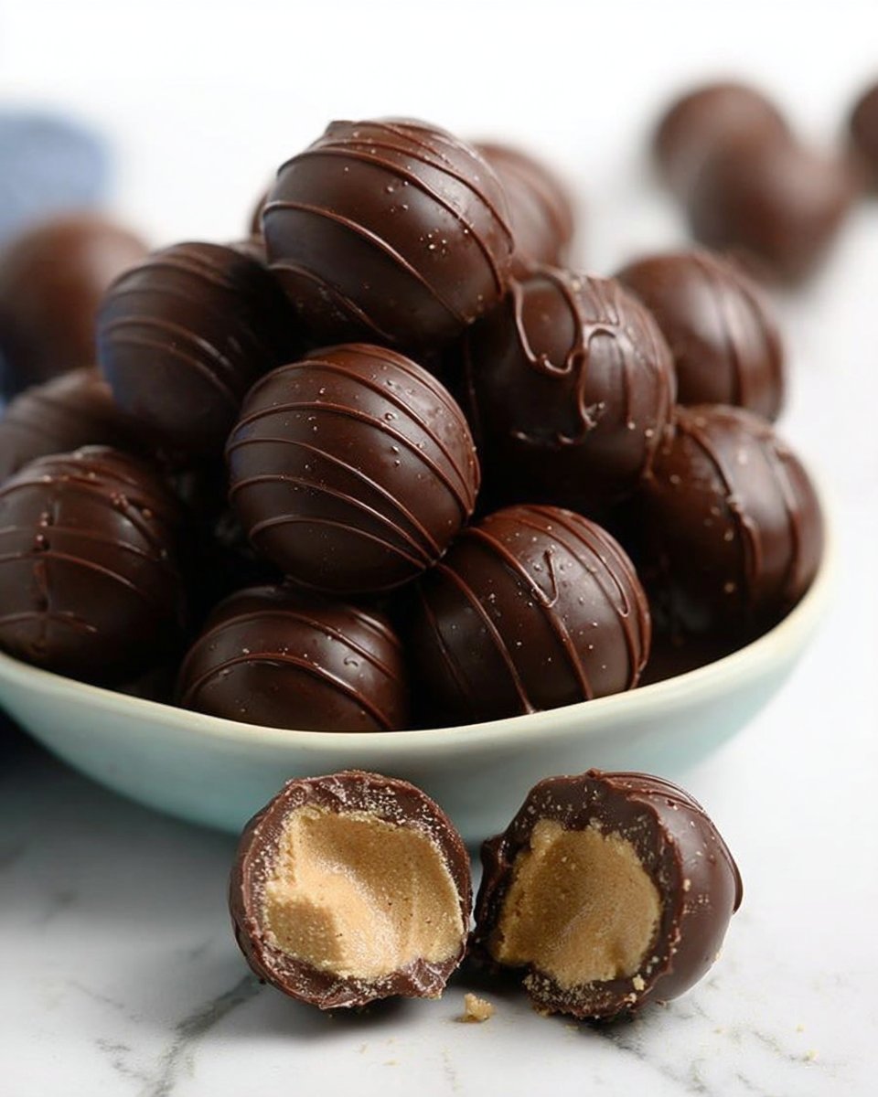Chocolate Peanut Butter Balls Recipe 4 These chocolate peanut butter balls are an easy 4-ingredient candy