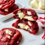 Cheesecake Stuffed Red Velvet Cookies Recipe 5 Decadent cheesecake stuffed red velvet cookies on a plate