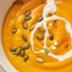 Copycat Panera Autumn Squash Soup Recipe 9 Bowl of Panera Autumn Squash Soup with butternut squash, pumpkin, and spices