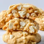Levain Bakery's delicious white chocolate macadamia cookies on a rustic table.