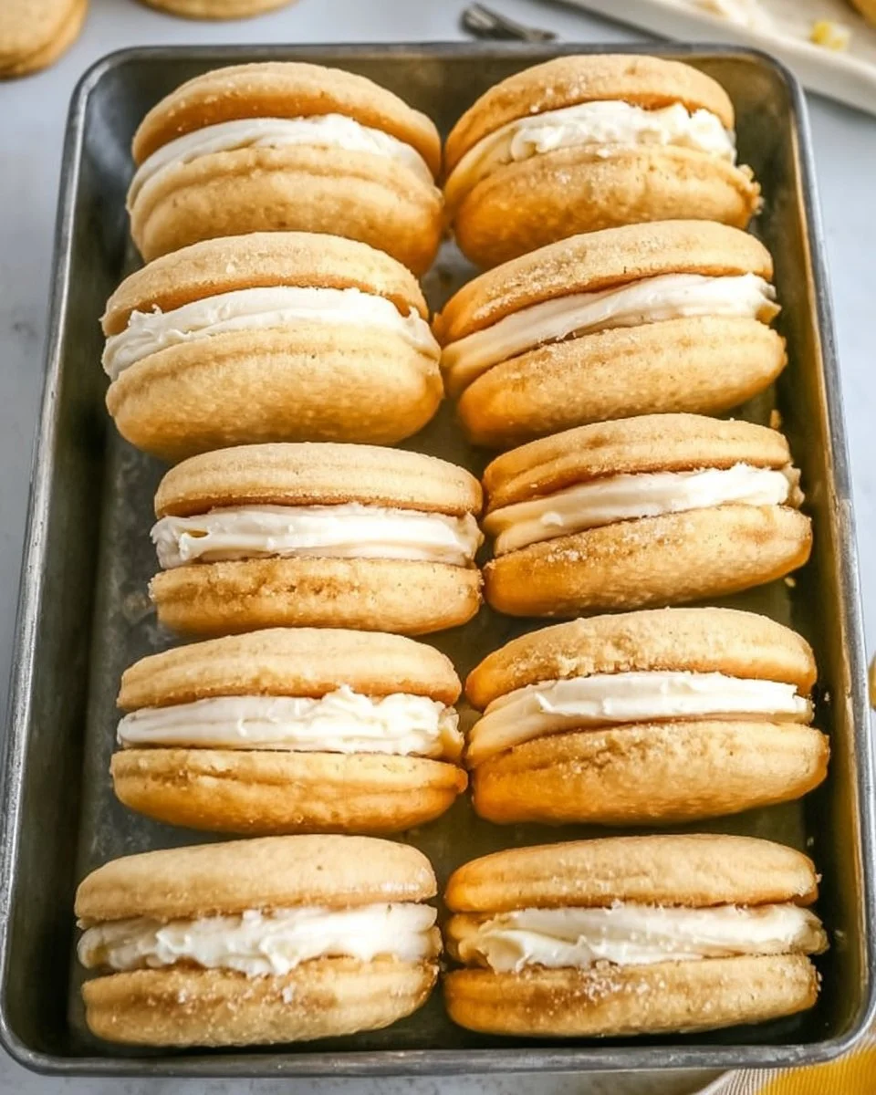Delicious homemade Sugar Sandwich Cookies on a cooling rack.